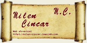 Milen Cincar vizit kartica